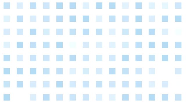 An animated seamless pattern of blue squares fades out against a white background. 4K Video