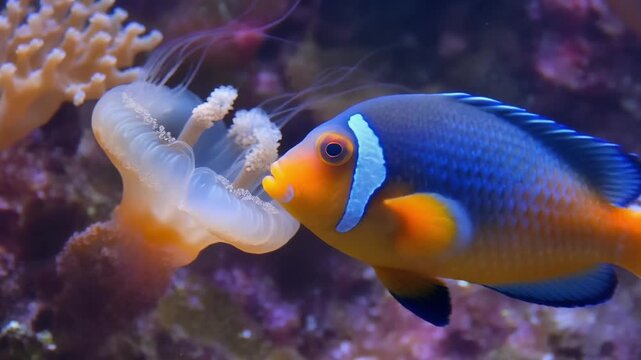 colorful jellyfish swimming in ocean currents