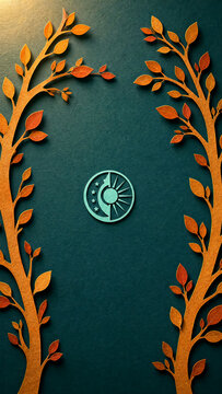 Branch Frame Around Balance Symbol Papercut Design for Equinox Poster