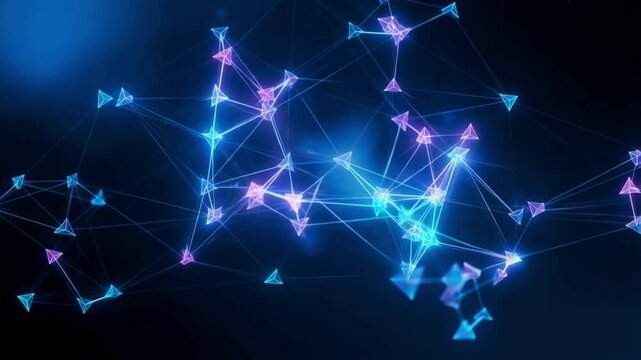 Futuristic Neon Low Poly Communication Network Abstract Technology Background