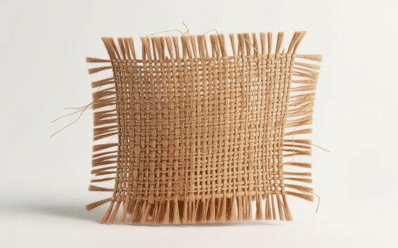 Square burlap fabric piece with fringe vector