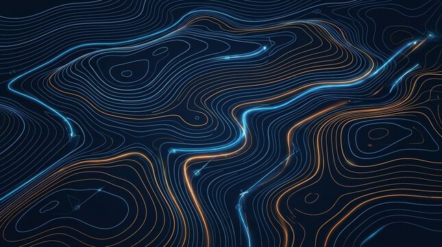 Futuristic Digital Data Terrain Vector Illustration