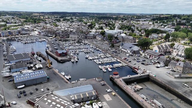 Port de Paimpol Brittany France Historic Harbour Drone Aerial View