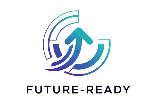 Future Ready Logo Design with Abstract Growth Arrow