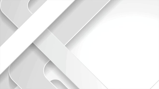 Abstract background with white and light grey glossy overlapping diagonal bands shifting smoothly.