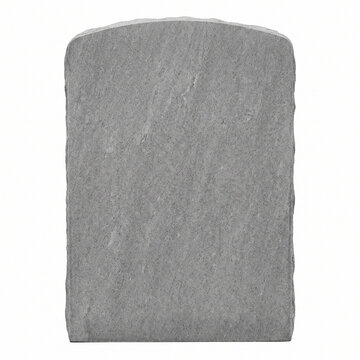 Isolated headstone on white background with smooth edges and gray texture  