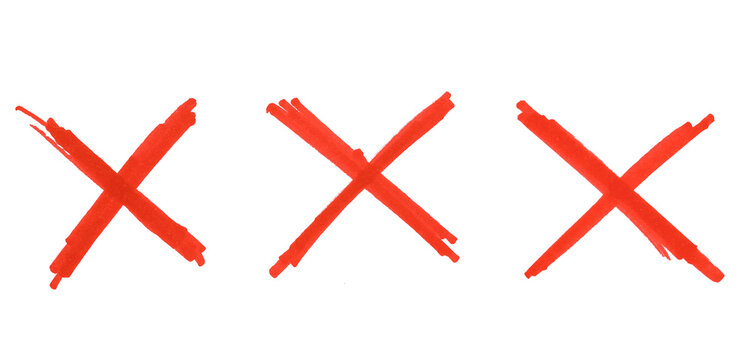 red cross mark, Hand drawn marker stroke red marker x sign on transparent background