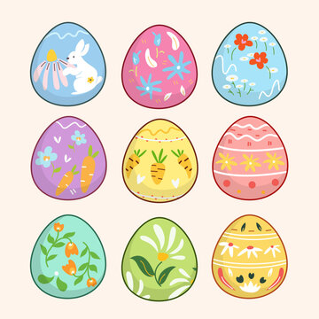 Colorful Easter Eggs Collection, Cute Easter Eggs Collection