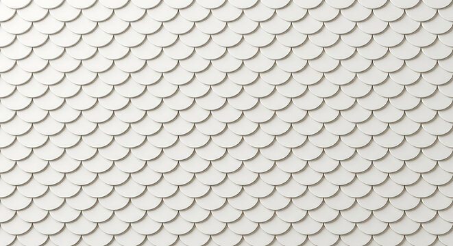 Abstract white scale pattern with geometric tile texture forming a clean and modern decorative wall background for interior design projects