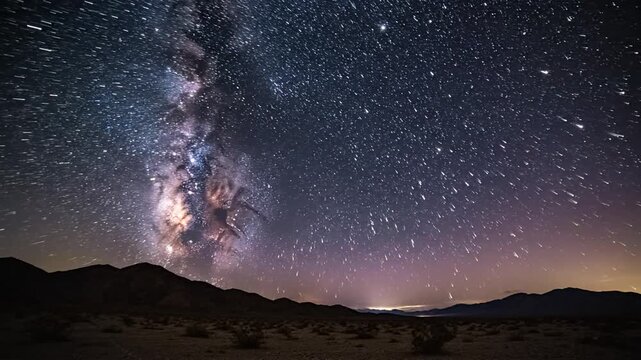 Majestic Milky Way Galaxy Over a Desert Horizon at Night
