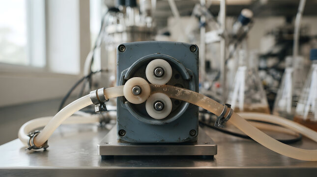 Automated pump transferring amin isolated on clean surface for modern commercial business asset