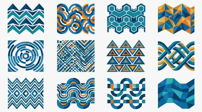 Corporate Modern Abstract Geometric Patterns with Blue Orange and White Color Schemes for Branding and Design