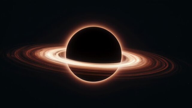 Astronomy science galaxy black hole ring space dark glow abstract cosmic scene with ringed planet eclipse orbit celestial sphere mystery vdo for SEO search visibility