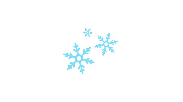 4K motion graphic of Christmas icon, snow element with alpha channel transparency. 2D cartoon animation of Christmas and new year winter snow isolated white background.