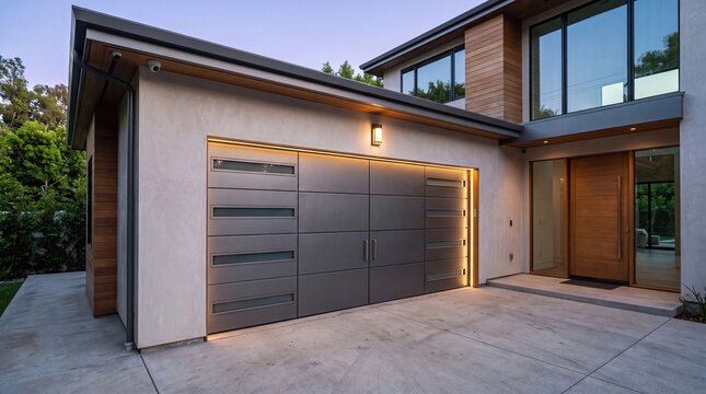 Modern Sectional Garage Door at Residential Property