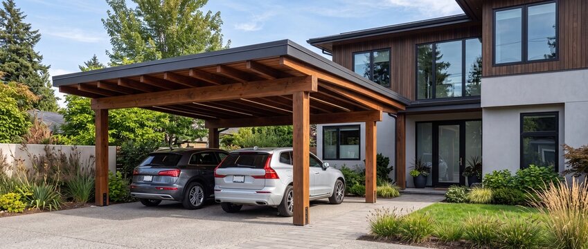 Wooden Carport Structure for Residential Parking