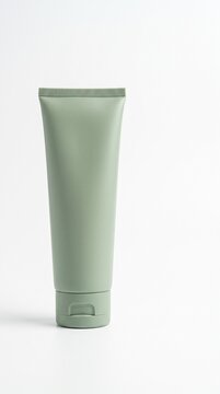 Minimalist Soft Sage Green Facial Cleanser Tube Mockup White Background