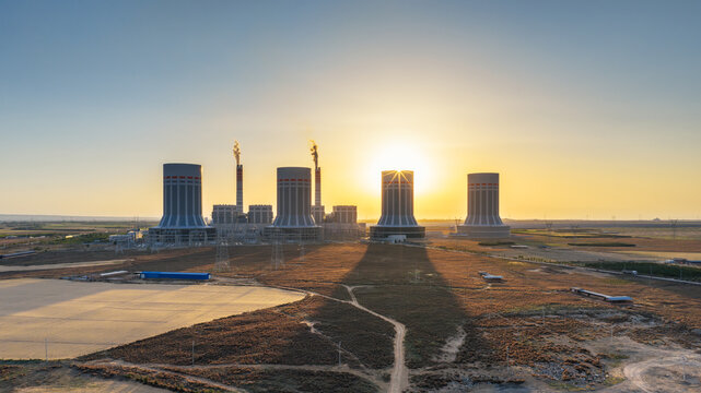 Ultra Supercritical Coal-fired Power Plant at Sunset