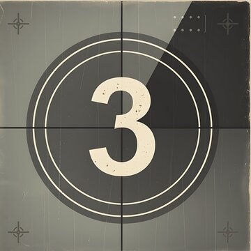 Closeup of number three on a film countdown clock.