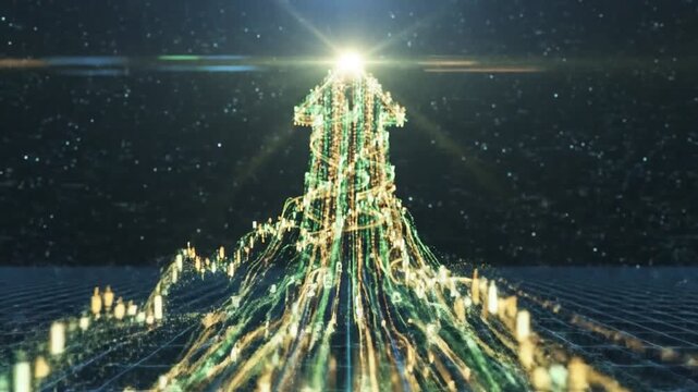 Abstract Ascending Financial Data Stream Arrow Illustrating Growth and Success