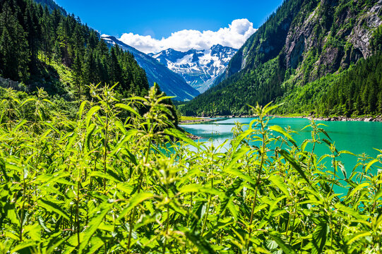 Speicher Stillup reservoir in Zillertal Alps, Austria