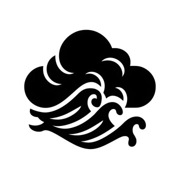 Windy Cloud Silhouette with Swirling Wind Gusts