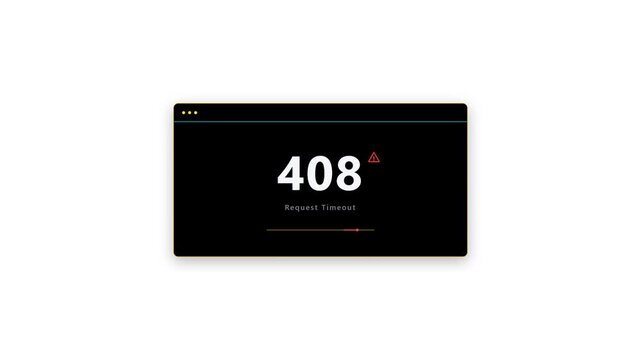 HTTP 408 Request Timeout Error - Terminal Window Motion Graphics, 4K Animation