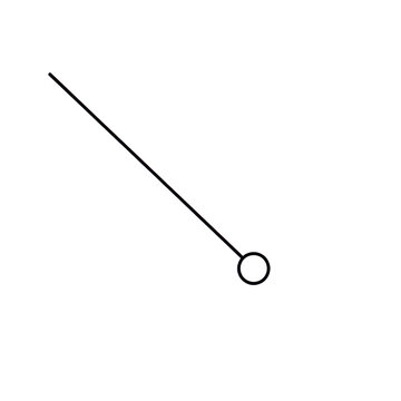 Simple line art icon of a pendulum hanging on a string with pendulum, minimalist