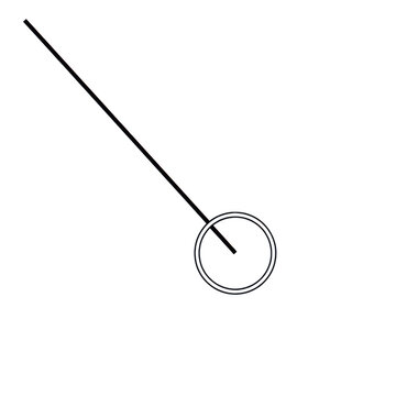 Linear diagram of a pendulum swinging from a fixed point with pendulum, isolated