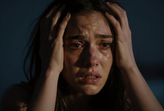 Desperate Woman Crying in Pain