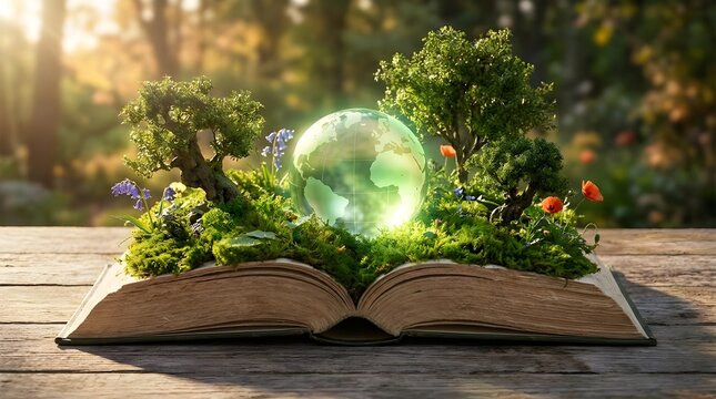 Sustainable Literacy Concept Book and Green Earth