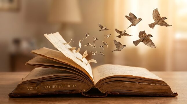 Book Pages Turning Into Birds Flying Illustration