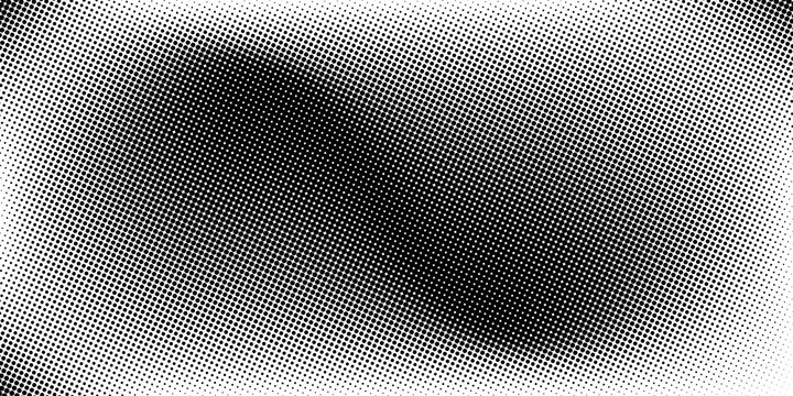 Dotted halftone texture background. Black and white pop art gradient overlay. Fading grunge gritty noise wallpaper. Weathered pixelated comic backdrop. Vector bitmap subtle vanishing surface