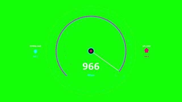 High Speed Internet Connection Test Gauge Measuring Bandwidth in Megabits