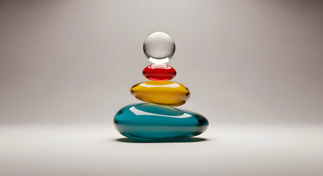 3d render of a pyramid of colorful stones