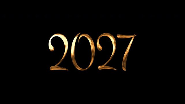 Shiny metallic gold typography numbers on a black background design suitable for new years eve party invitations and luxurious events.