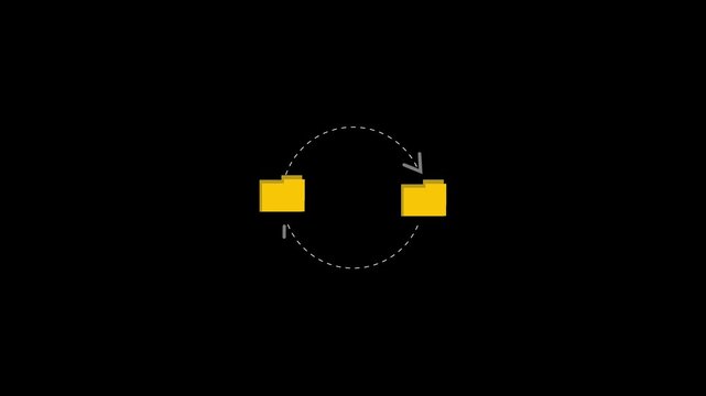 Suitable for business, data management, transfer, and document related concepts.Animated folder to folder file transfer progress animation.