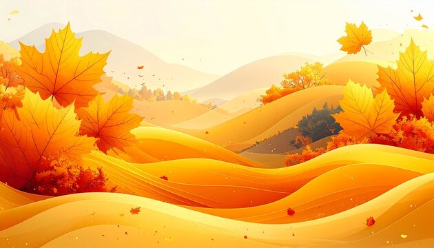 Autumn leaves abstract background wave motion fall concept, falling leaves, and copy space for seasonal banners, invitations, and creative designs.