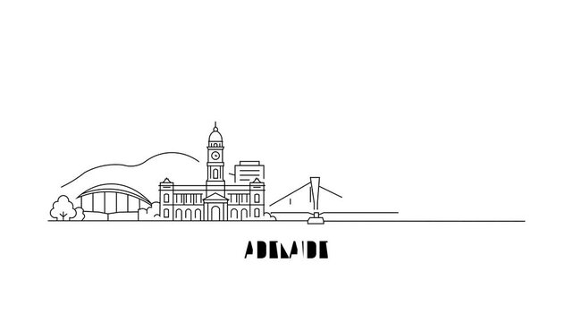 Simple line art shows Adelaide's skyline