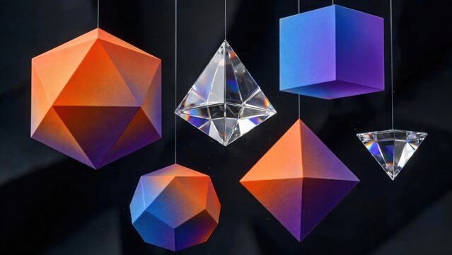 Geometric Shapes Hanging Abstract Art Forms.
