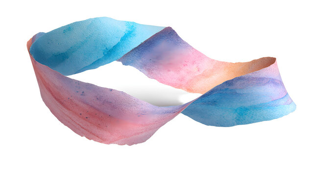 Watercolor paper ribbon banner in pastel colors floating in three sections with background colorful resource abstract creative graphic element