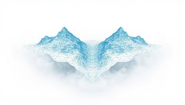 Abstract digital mountain terrain mesh data visualization with mountain abstract wireframe landscape technology visualization topology elevation geography environment structure geometric