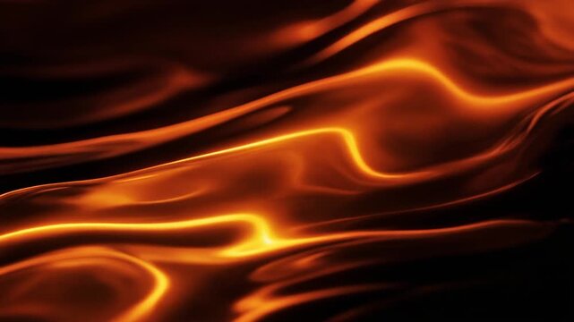 Glowing molten glass surface slowly rippling in amber light