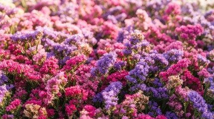 Obraz premium Vibrant Pink Purple Heather Flower Bed in Full Bloom