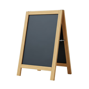 Blank wooden chalkboard sandwich sign isolated on transparent background