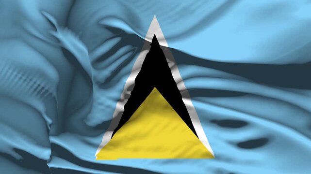 Saint Lucia Flag Wave Loop waving in wind Realistic Saint Lucia Flag background