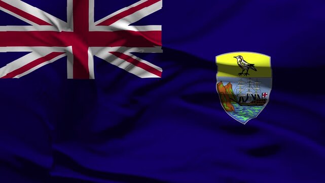 Saint Helena Flag Wave Loop waving in wind Realistic Saint Helena Flag background