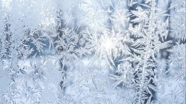 Frost patterns on a cold window pane during wintertime winter ice pattern snowflake freezing winter ice pattern snowflake freezing