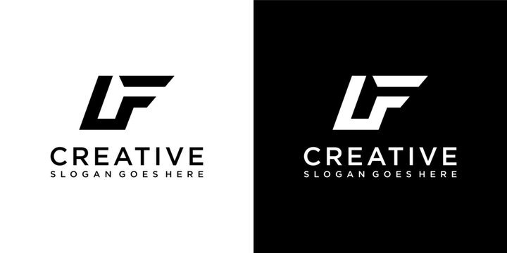 LF or FL initial letter logo design vector