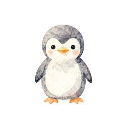 Obraz premium Baby Penguin Watercolor Nursery Clipart Isolated on White Background